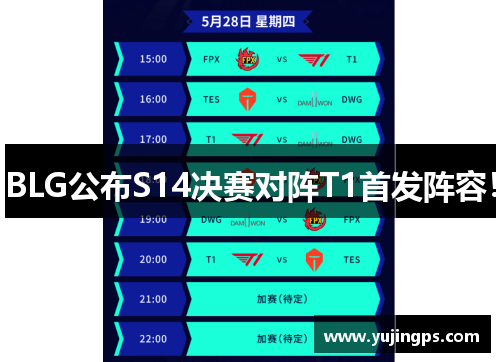 BLG公布S14决赛对阵T1首发阵容！